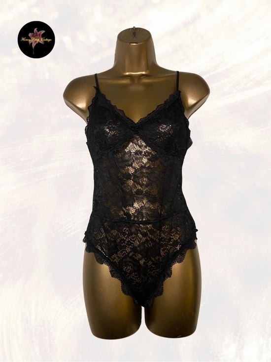 Lulu's Tops - Lulu's Black Lace Thong Bodysuit